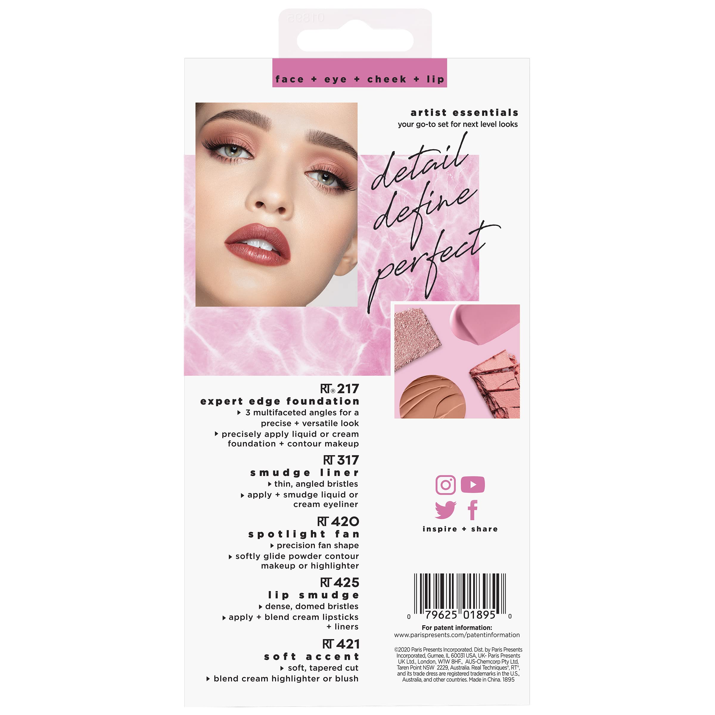 Real Techniques Artist Essentials cerdas sintéticas ultrasuaves, opción vegana y libre de crueldad