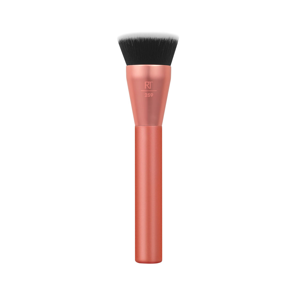 Real Techniques Glow: cabezal plano para cobertura media a total en rostro.