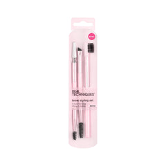 Real Techniques Brow Styling Set, dúo 605/603, cepillo de sujeción y cepillo espiral de precisión.