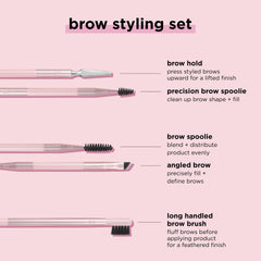 Real Techniques Brow Styling Set, dúo 606/601, brocha angular y cepillo espiral para fijar.