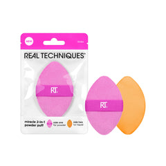Real Techniques Miracle 2-en-1: almohadilla polvo rosa para un acabado suave.