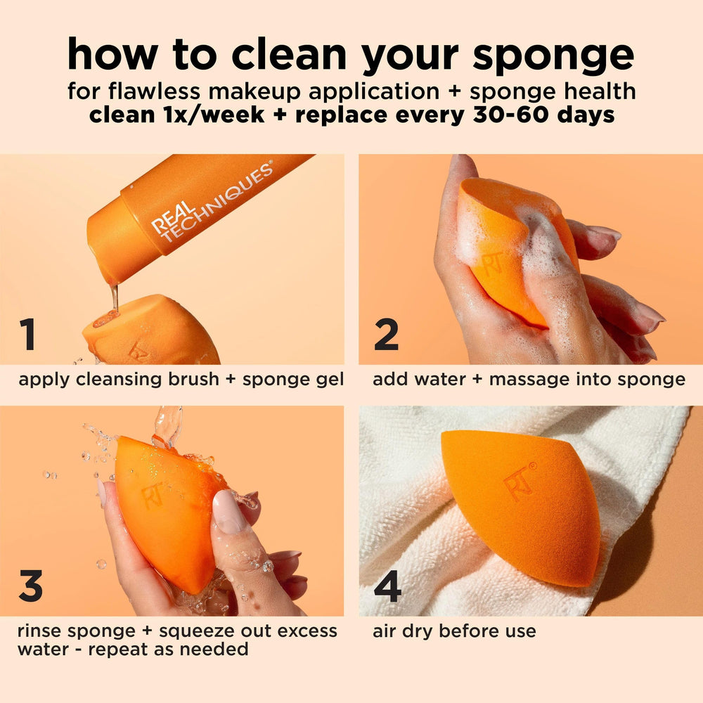 Real Techniques Miracle Complexion Esponja Larga Duración: diseño duradero para uso diario.