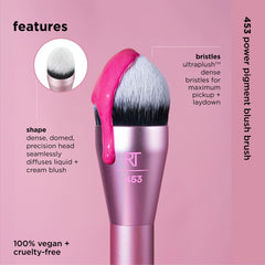 Real Techniques Power Pigment: aplicación crema-líquido suave para rubor.