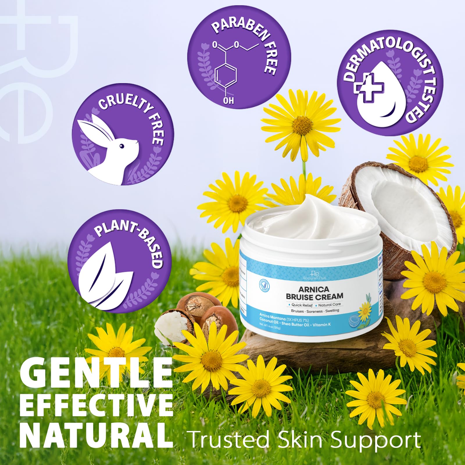 Recuren Plus Arnica crema, uso seguro en rostro.