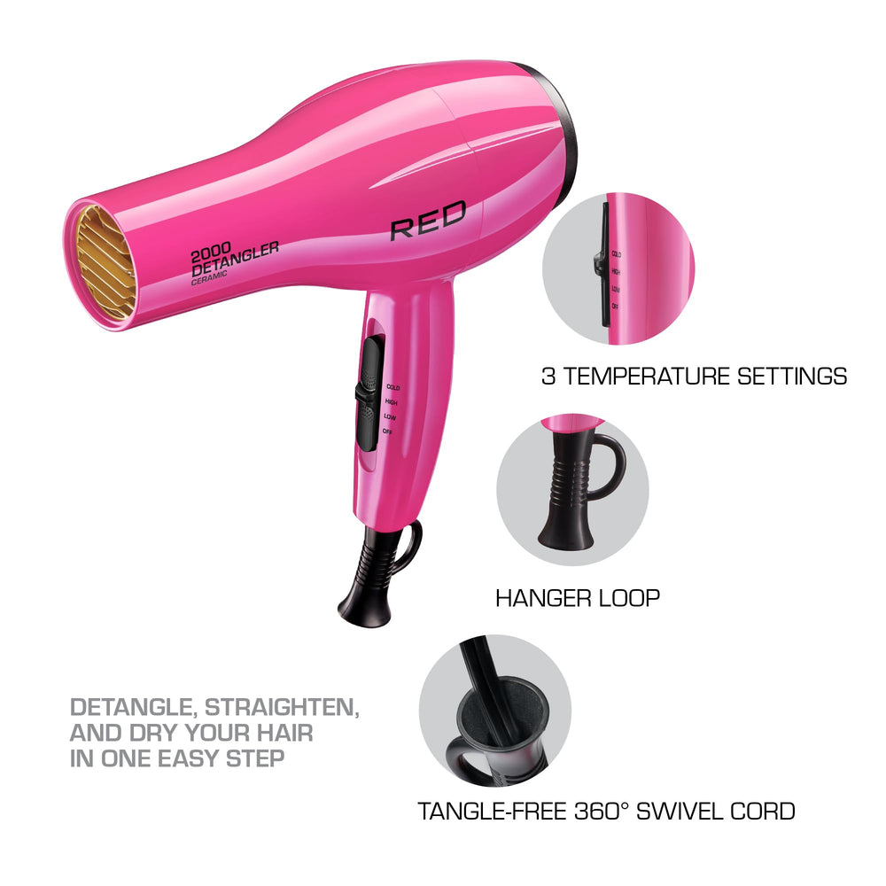Pik desenredador simple RED by KISS 2000 para todo tipo de pelo.