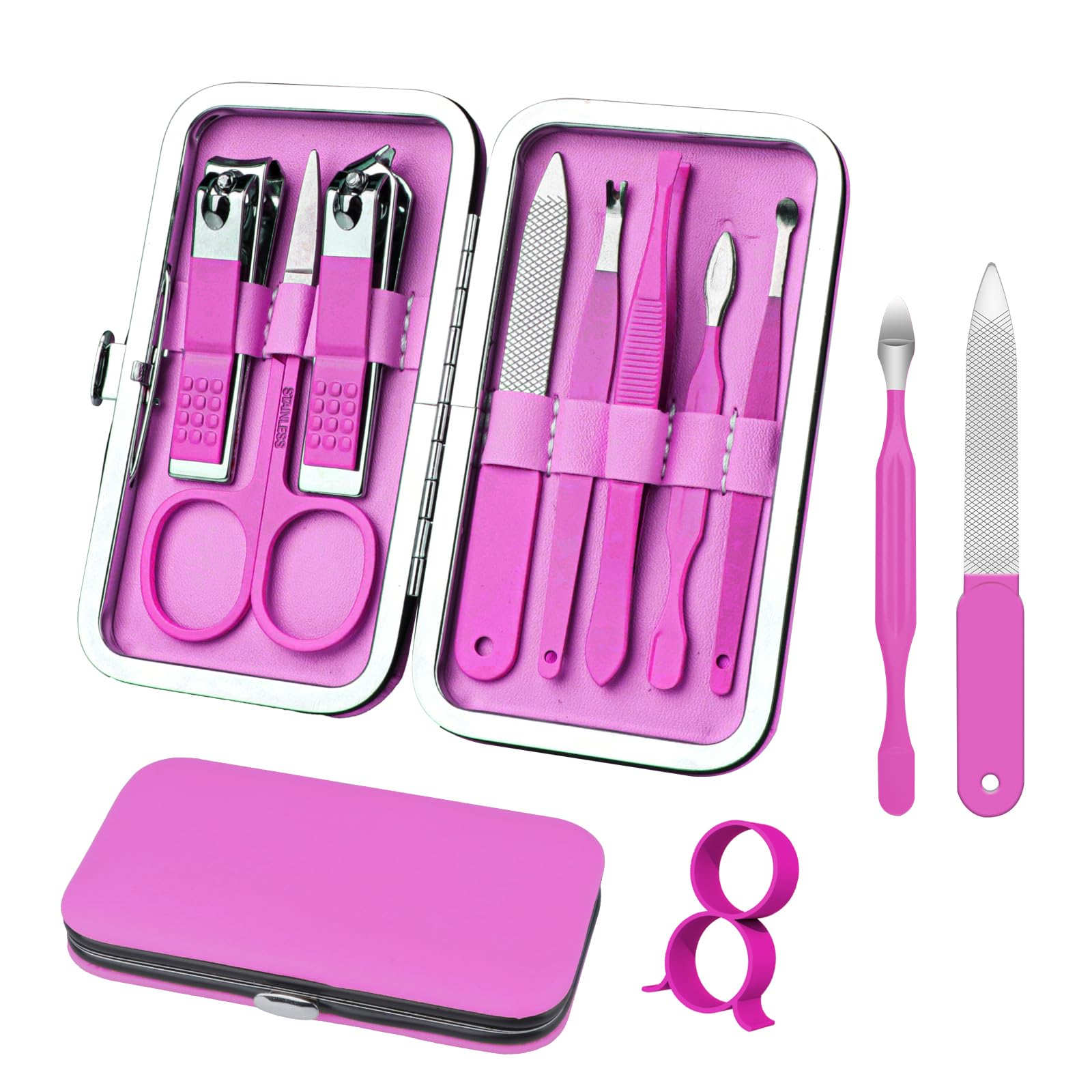 RedFlow set uÃ±as 8 en 1 en estuche de cuero, ideal para viaje.