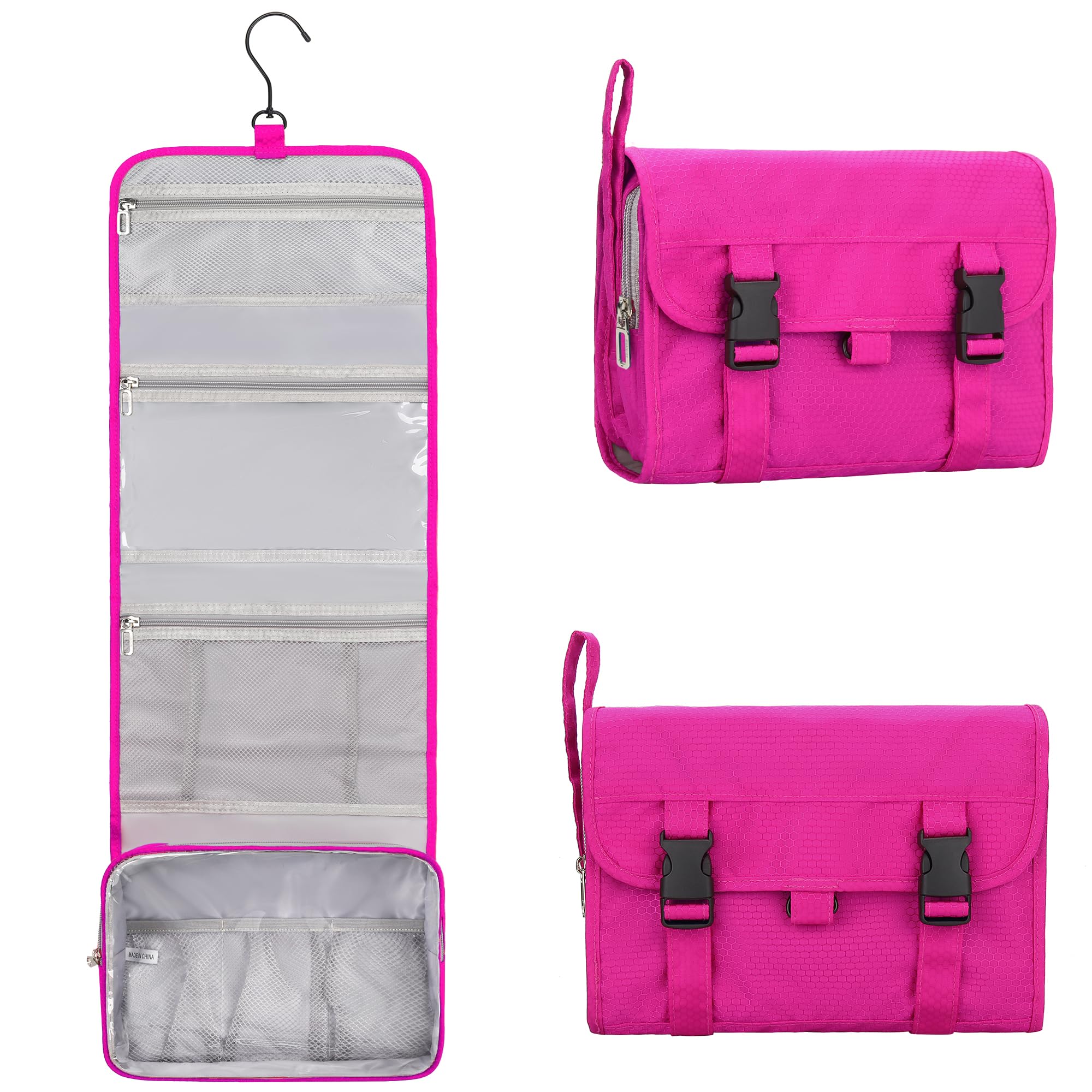 Relavel bolsa colgante para viaje, rosa, gran capacidad para cosméticos.