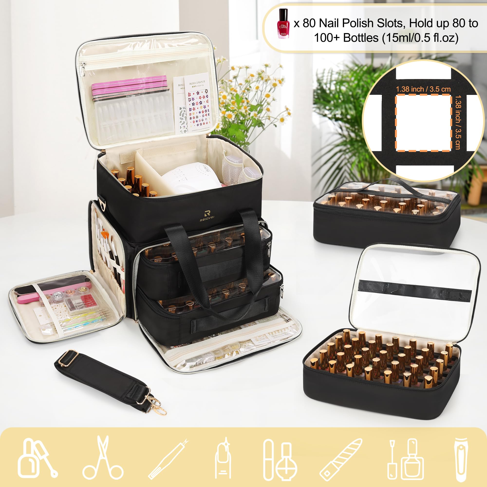 Relavel bolsa para lámpara de uñas, almacenamiento seguro para kits de manicura.