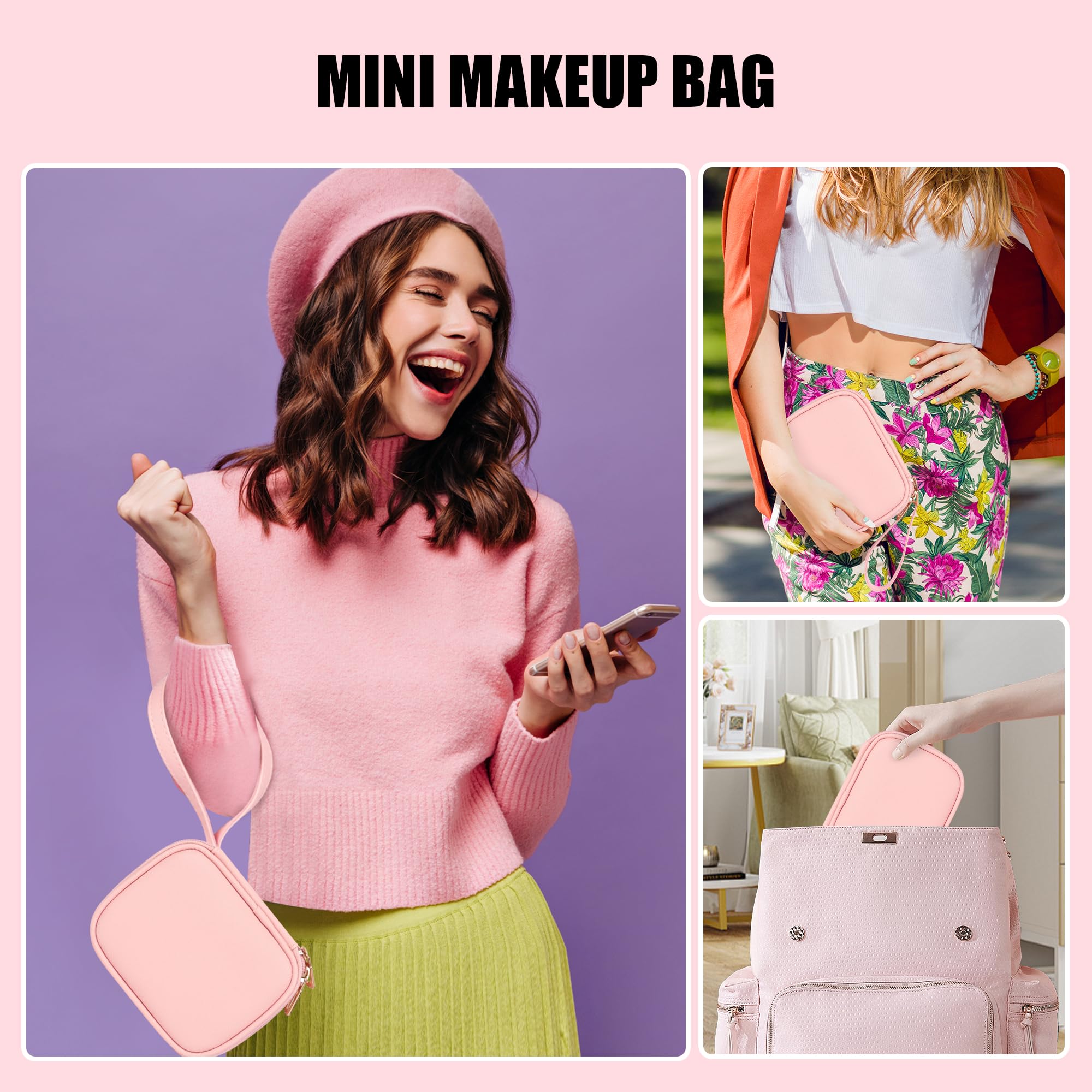 Relavel bolsa maquillaje mini con correa de muñeca para manos libres.