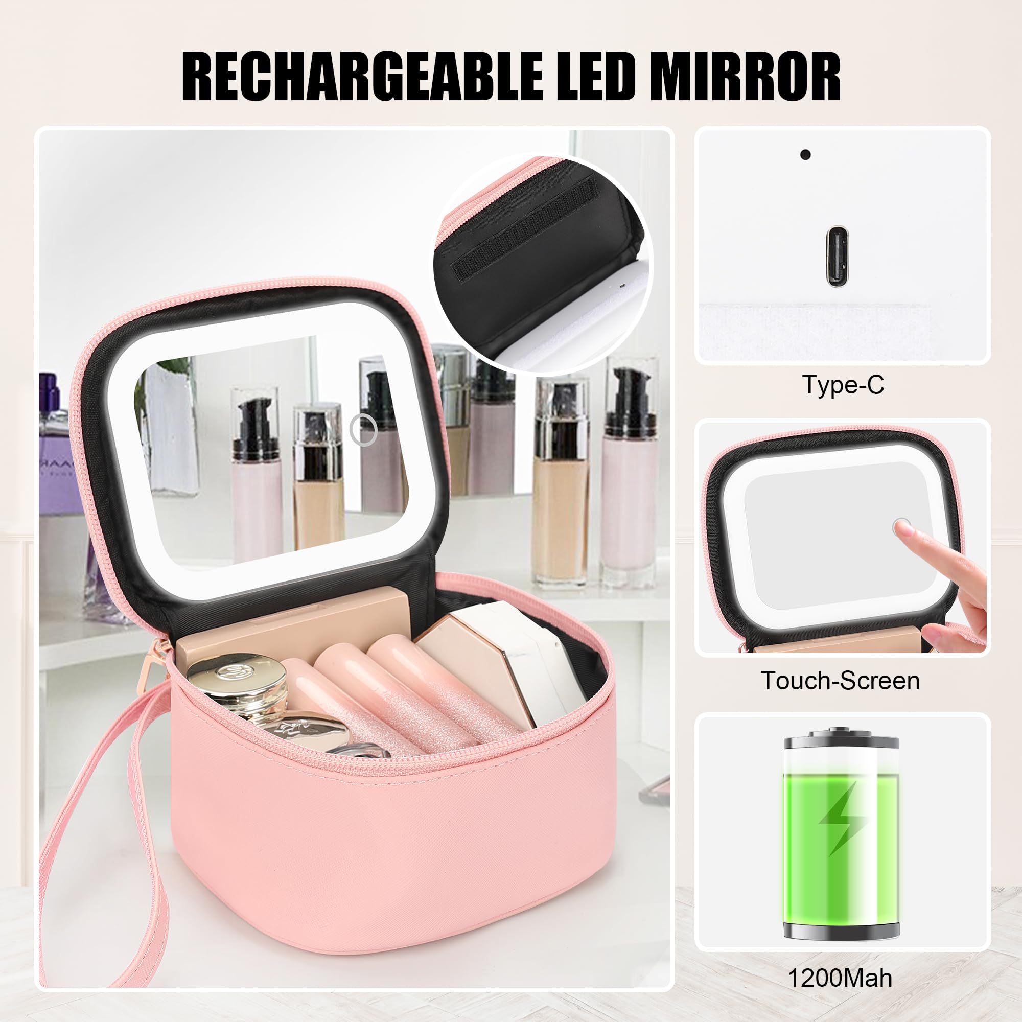 Relavel bolso maquillaje mini cuero PU duradero y fácil de limpiar.