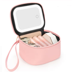 Relavel bolsa maquillaje mini con espejo LED para retoques al instante.