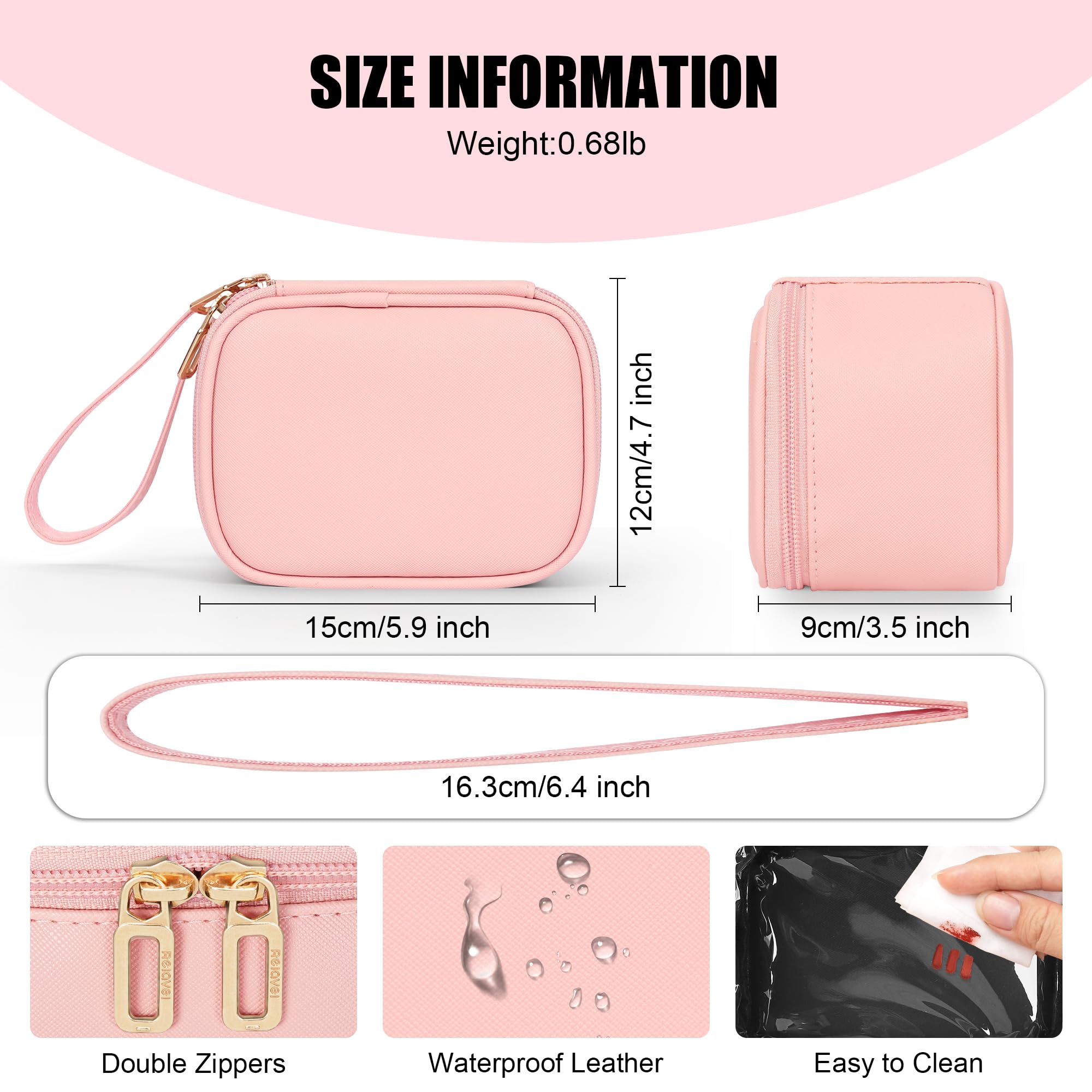 Relavel bolsa maquillaje mini con tres modos de iluminación para precisión.