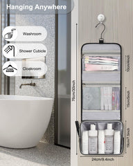 Relavel interior con 3 compartimentos para cosméticos y cuidado personal.