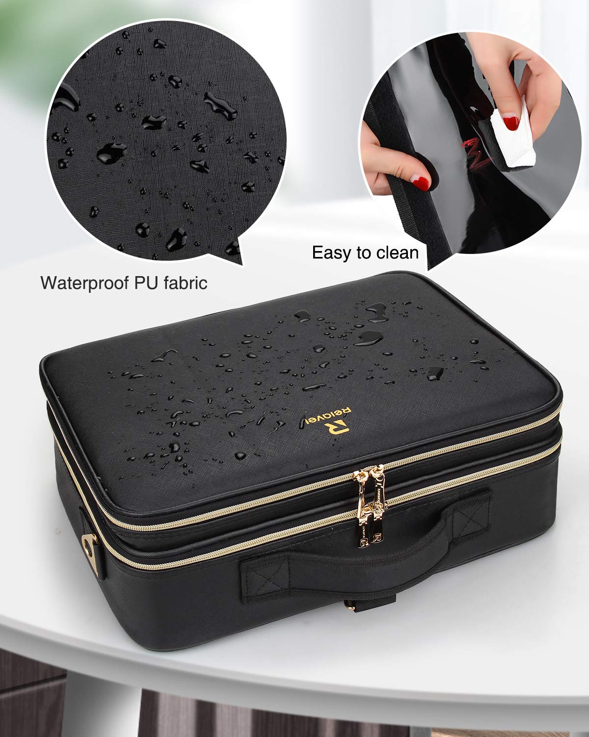 Relavel huecos para brochas con cubierta plástica para protección y organización.