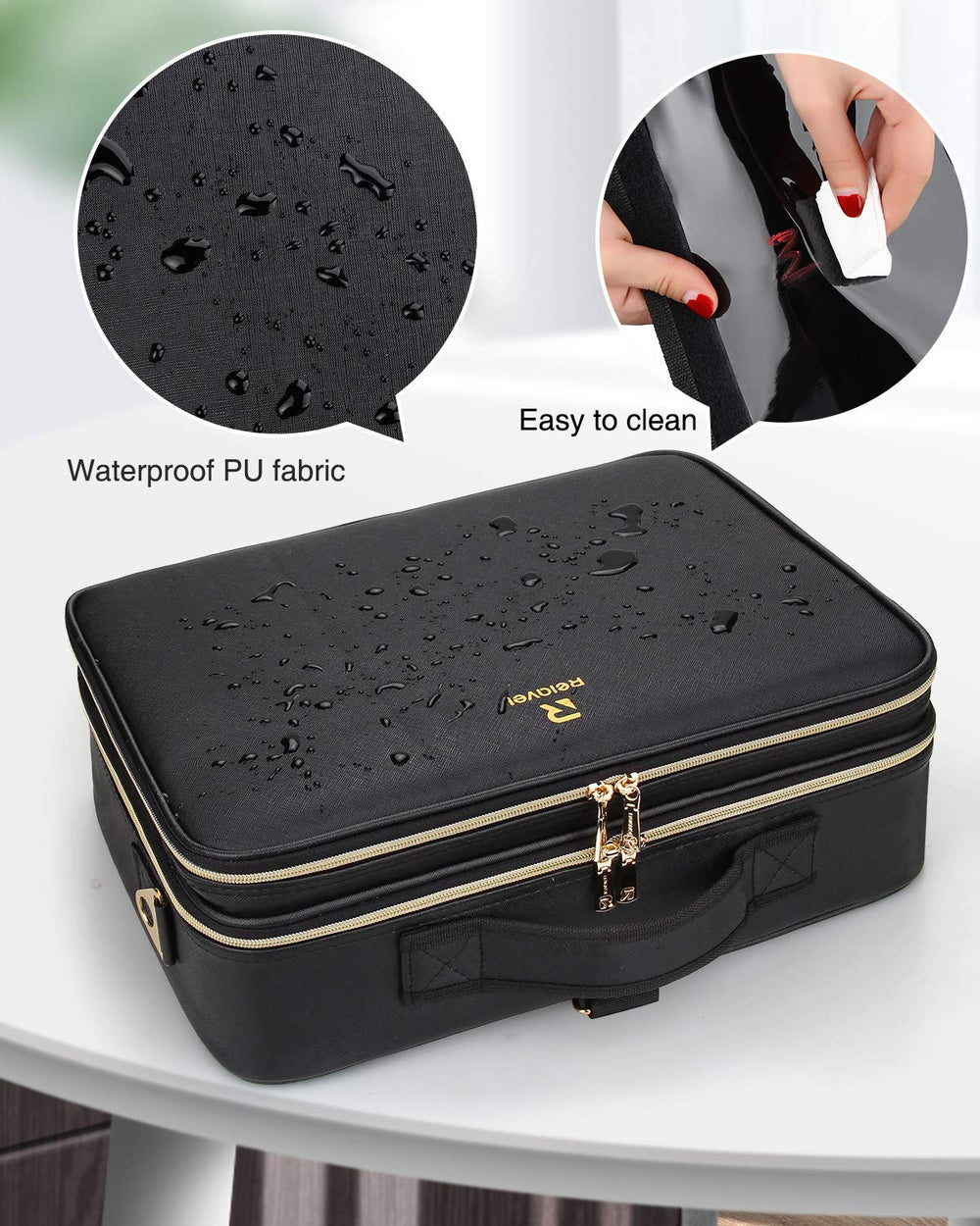Relavel huecos para brochas con cubierta plástica para protección y organización.