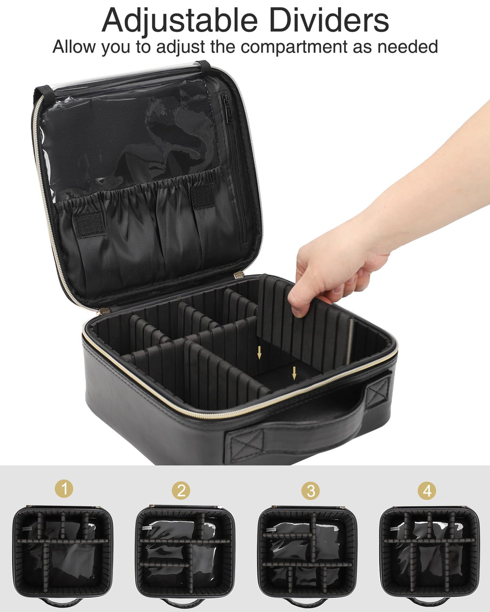Relavel Trousse maquillage avec compartiments ajustables pour une organisation personnalisée