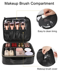 Relavel Trousse maquillage cuir PU noir, allure élégante et durable
