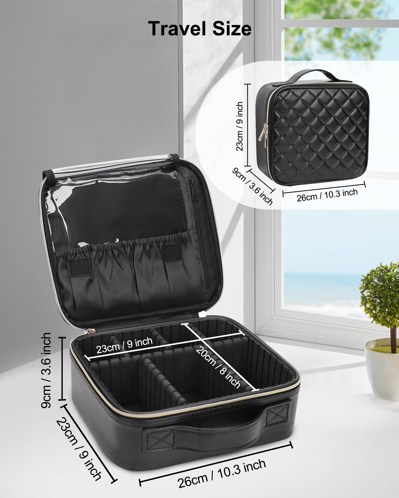 Relavel Trousse maquillage intérieur en nylon, nettoyage facile et rangement sûr