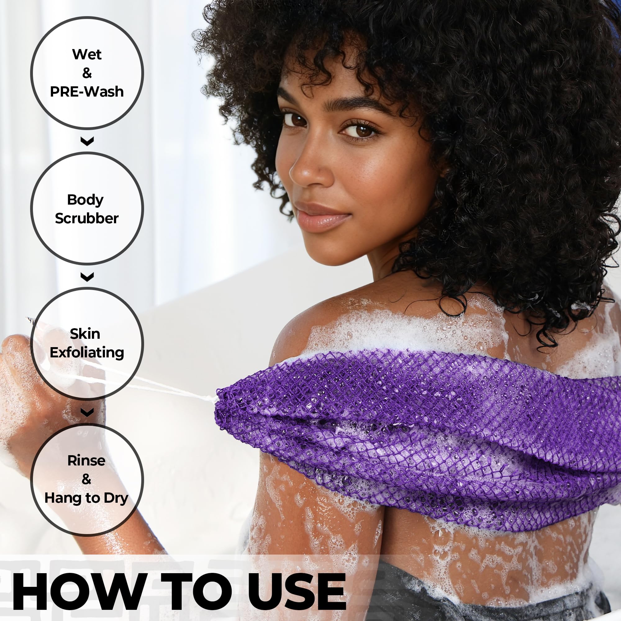 RelaxScene esponja para espalda, exfoliación suave durante la ducha