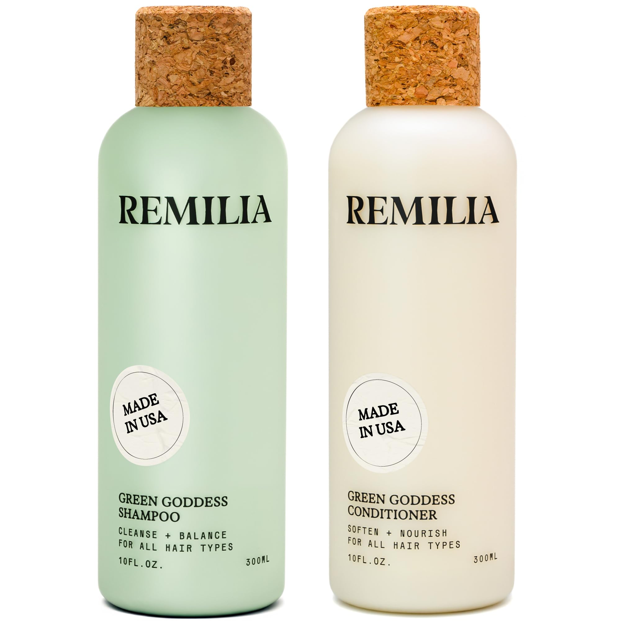 Remilia diosa verde champú botella: cabello limpio y brillante
