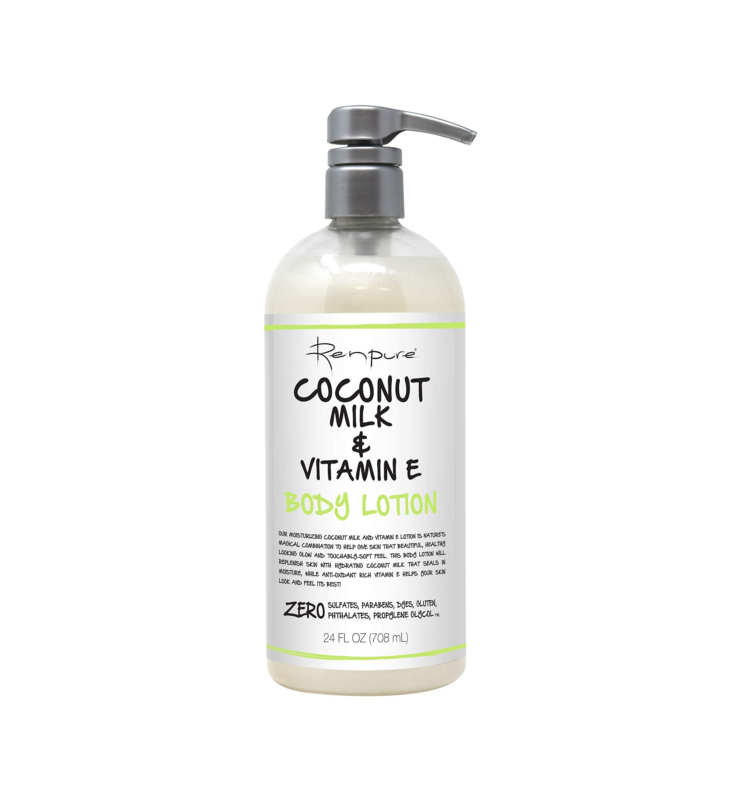 Renpure Leche de Coco y Vitamina E para el cuerpo, botella, hidratación suave