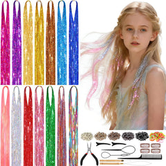 Revahope hilos de purpurina para el cabello, 14 colores para estilizar el peinado.