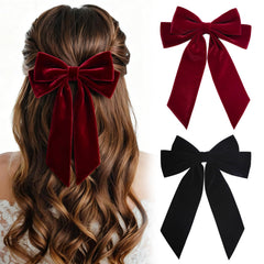 Revkokmx lazo de terciopelo negro para cabello, estilo diario con sujeción estable.
