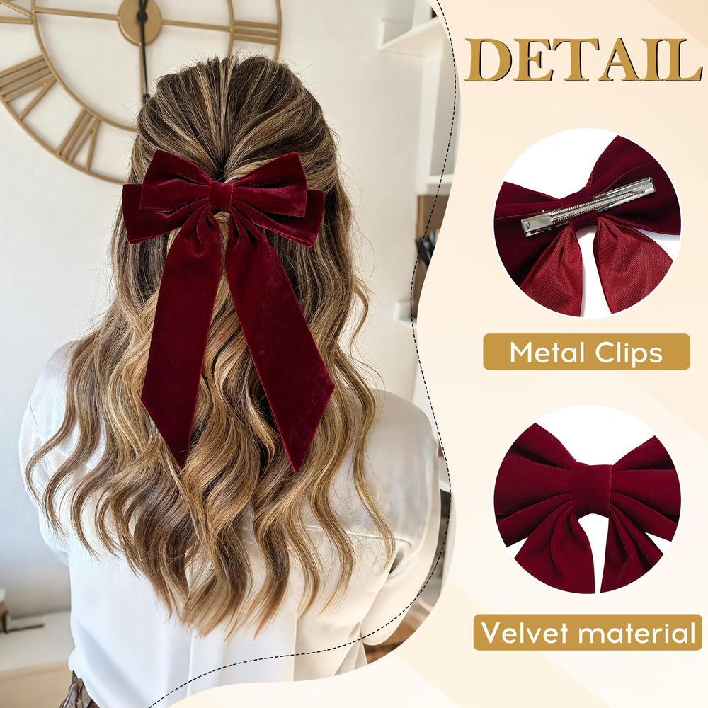 Revkokmx lazo de terciopelo rojo para cabello, añade color y encanto.