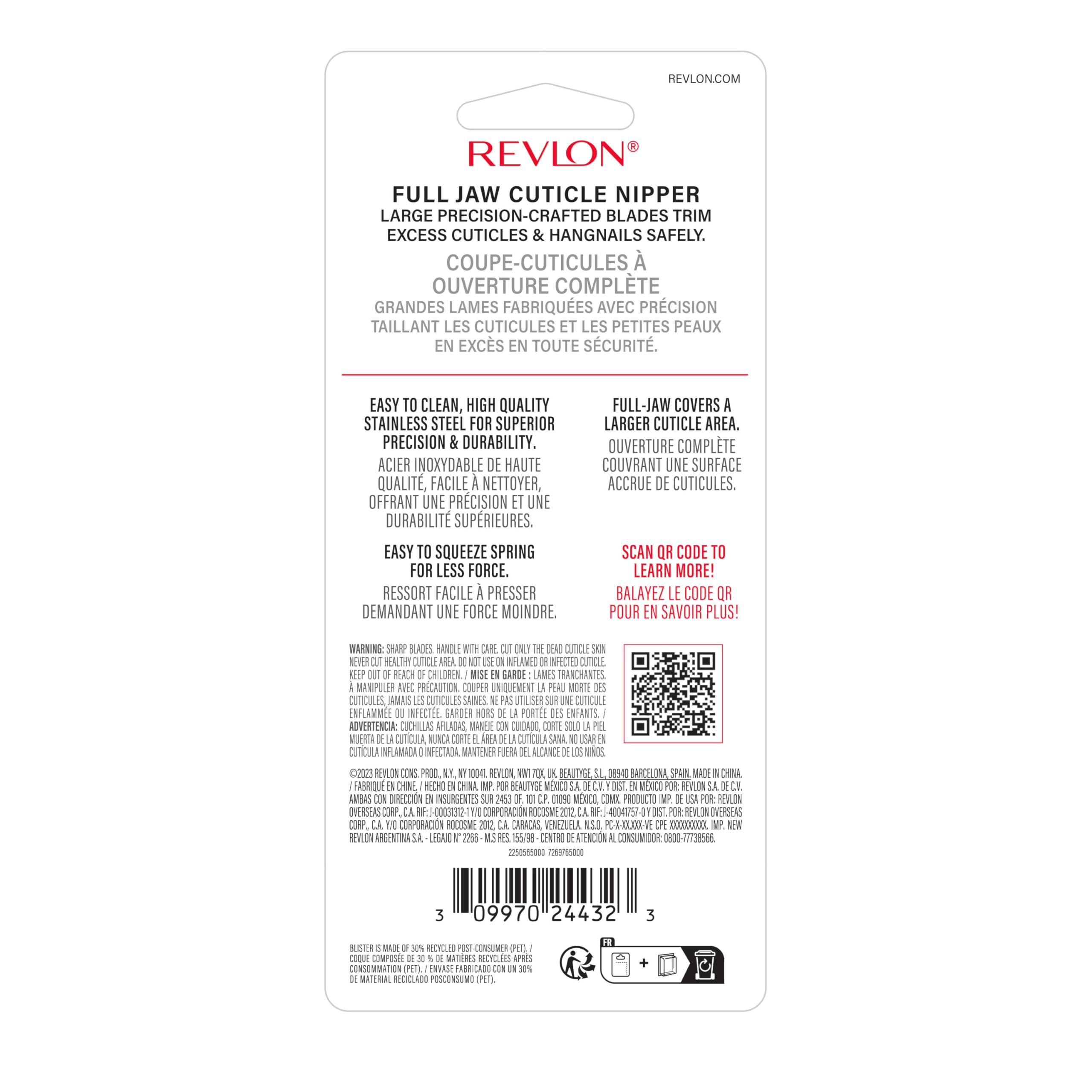 Alicate REVLON Cutículas, limpieza rápida para mantenimiento.