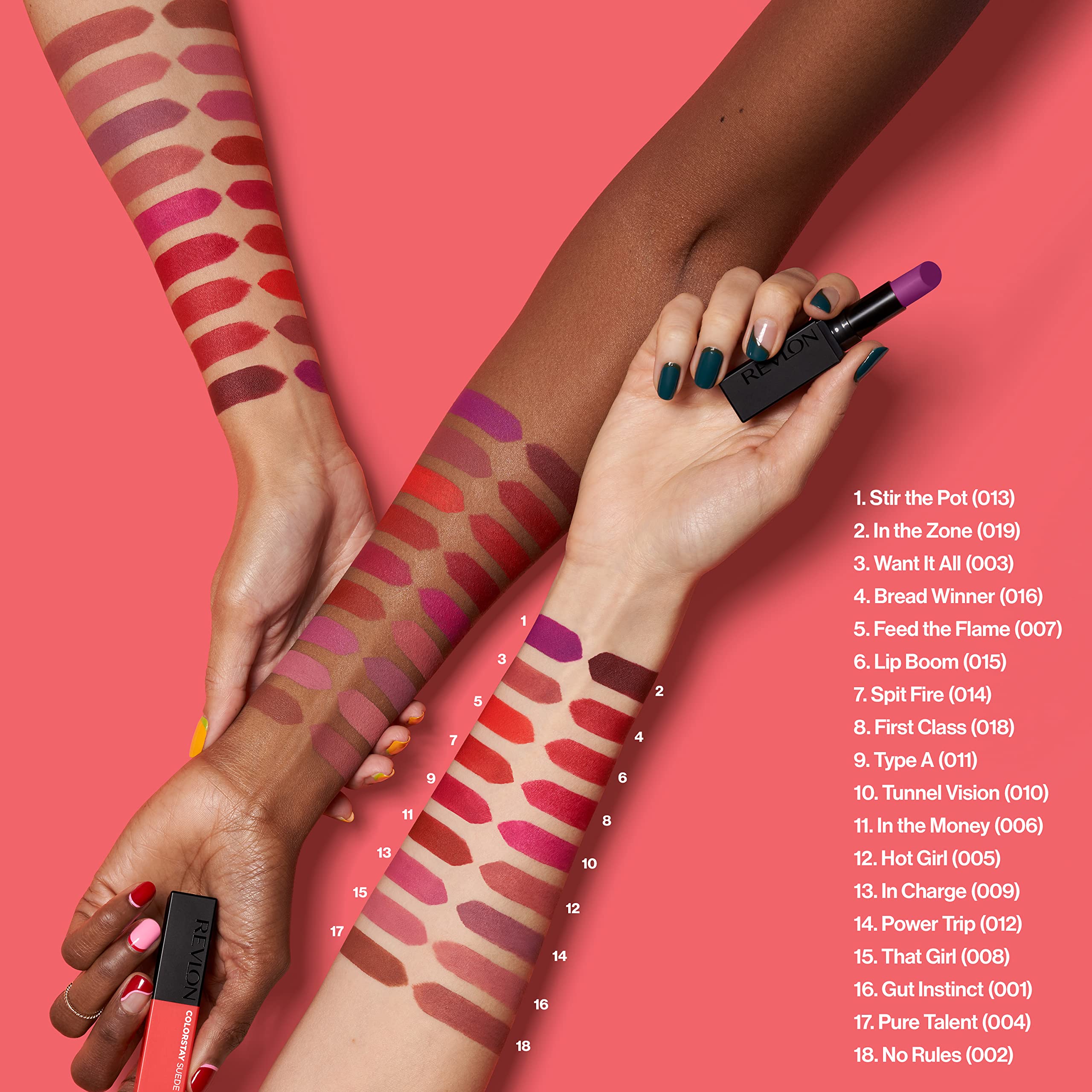 Revlon ColorStay Suede Ink con vitamina E para cuidado suave de los labios.