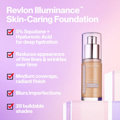 Revlon Illuminance Foundation: aplicación con dedo revela textura cremosa y look natural.