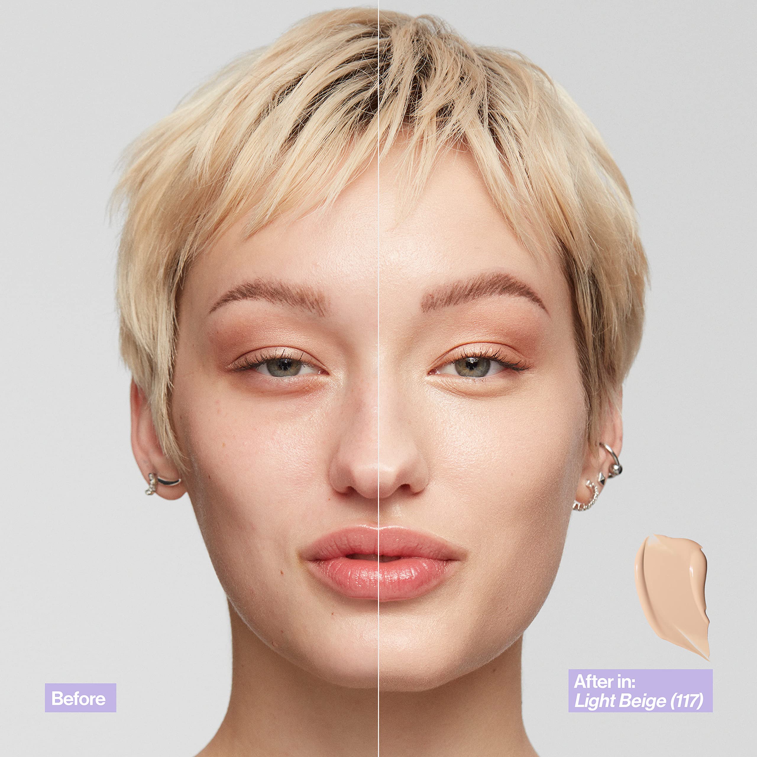 Revlon Illuminance Foundation tono 113 Marfil-Beige muestra cobertura equilibrada.