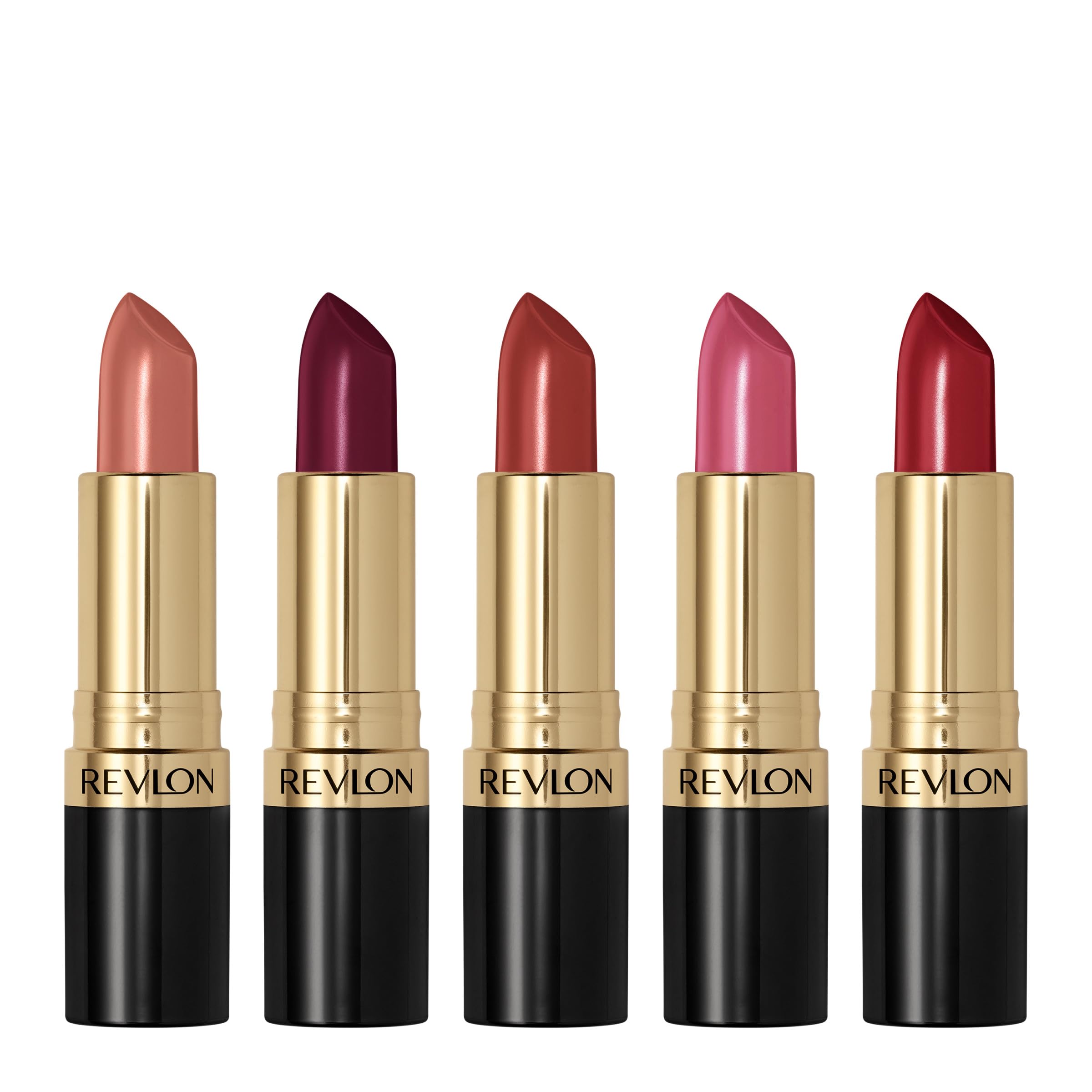 REVLON Labial Super Lustrous: set de 5 tonos cremosos para labios suaves.