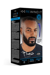 REWIND IT 10 barba y bigote negro jet con color uniforme y brillo.