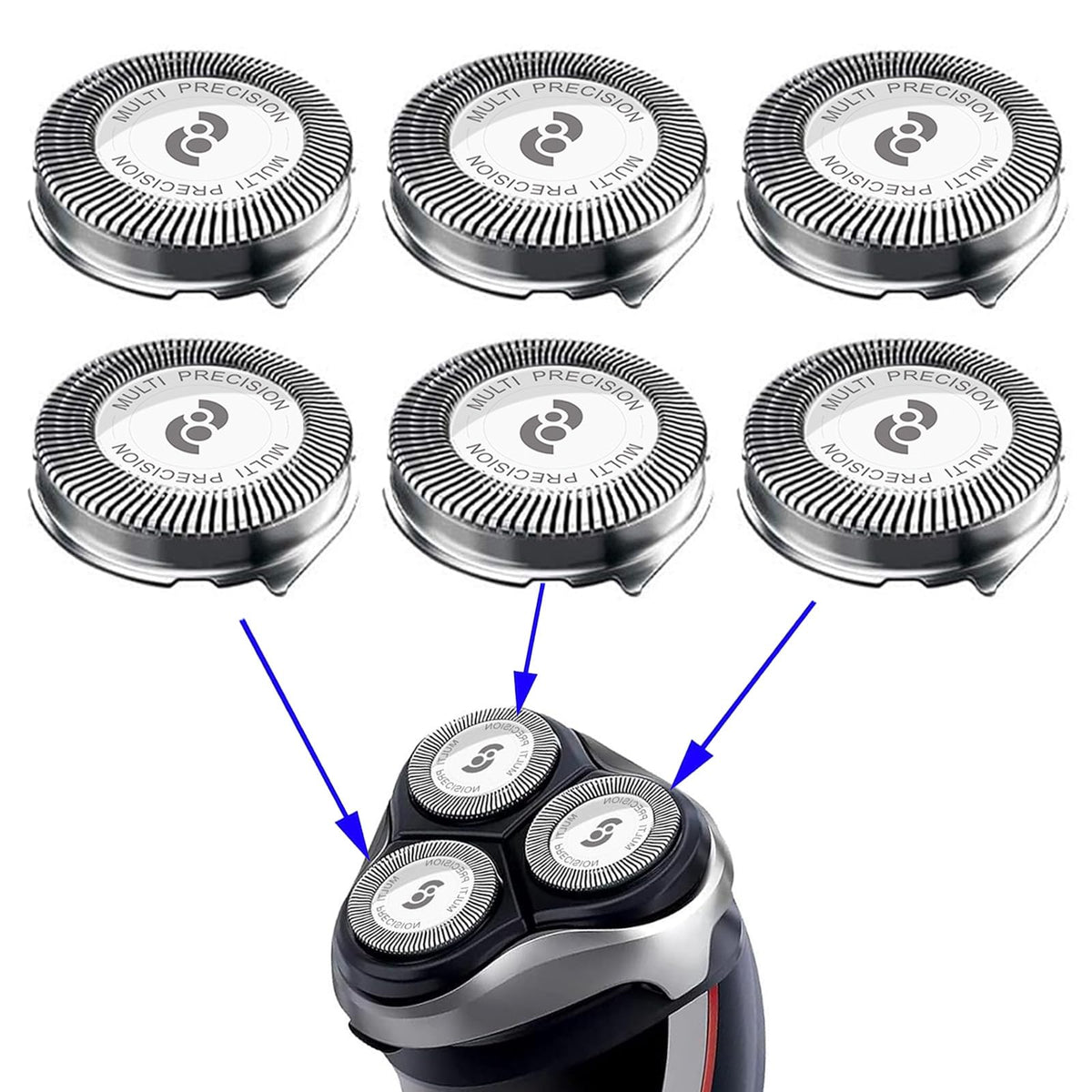RF RollingFit HQ8 cabezas de repuesto para Aquatec compatibles con PT720 para un afeitado suave