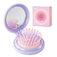 RHOS cepillo compacto con espejo morado para retoques en cualquier lugar