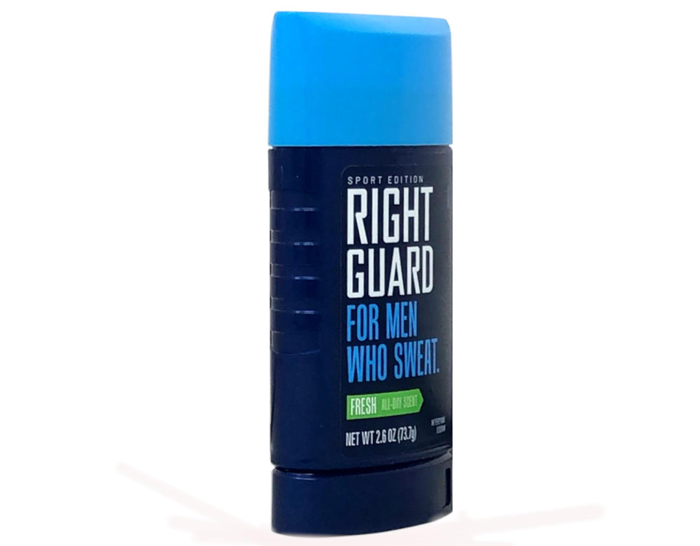 Right Guard desodorante sólido invisible, envase rectangular para uso diario.