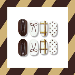 RIICFDD uñas con lunares y lazo, diseño elegante