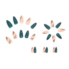 RikView conjunto de 24 uñas prensadas verdes con tallas variadas.