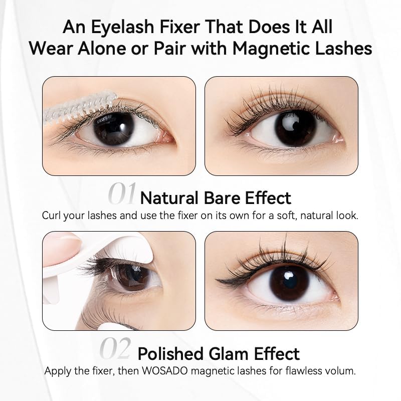 Rímel transparente WOSADO para un aspecto natural con pestañas magnéticas.