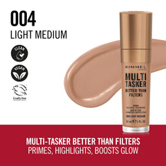 Rimmel Multi-Tasker Better Than Filters ofrece un boost de brillo para un rostro radiante.