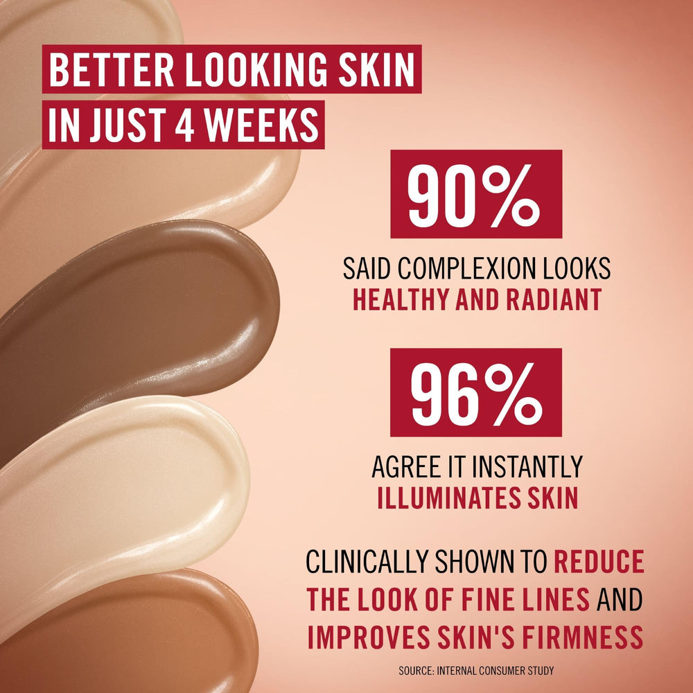 Rimmel contiene vitaminas C y E para nutrir la piel y revitalizarla.