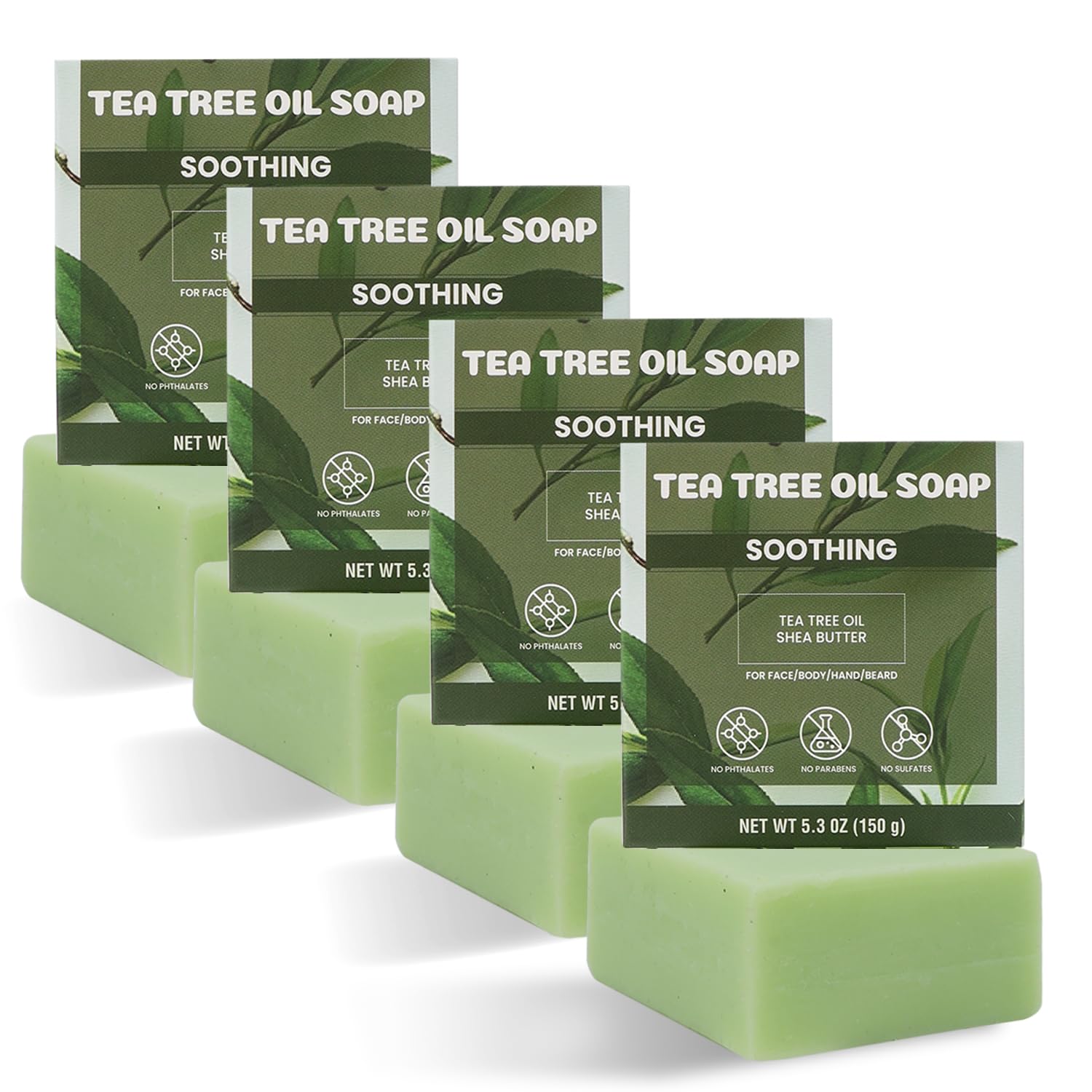 Conjunto de jabones Rinse & Robust de árbol de té, paquete de 4 barras.
