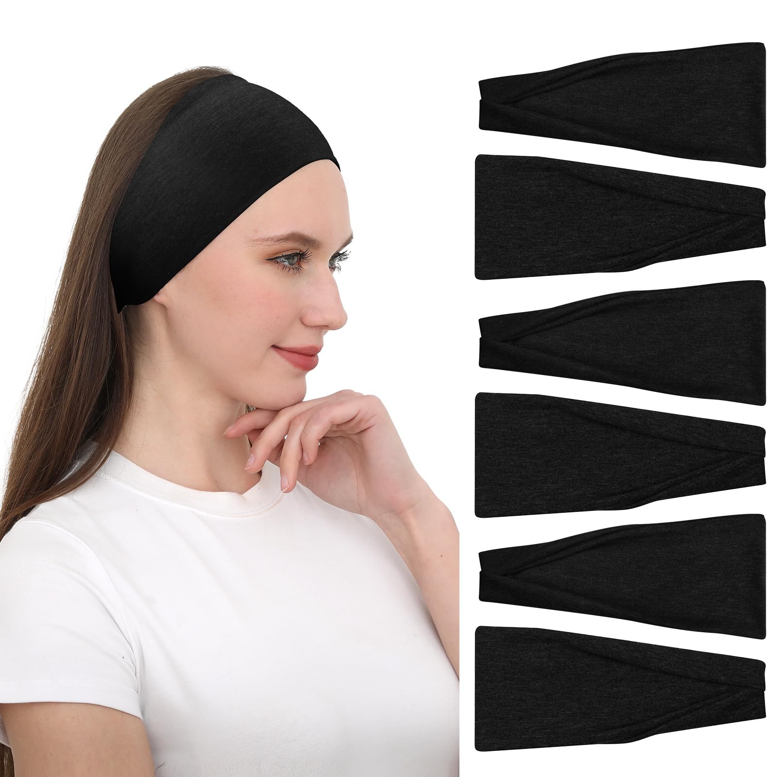 RITOPER diadema cabello deporte negro, cómoda y antideslizante para entrenar.