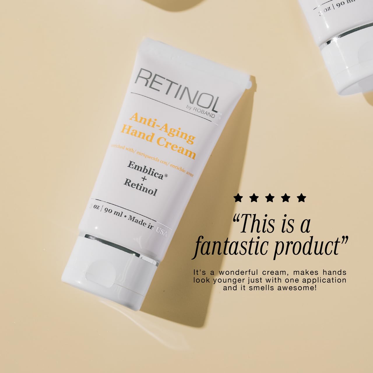 Robanda crema de manos retinol, tratamiento suave mejora la elasticidad.
