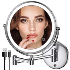 Rocollos espejo de maquillaje de pared con luz LED para uso diario.