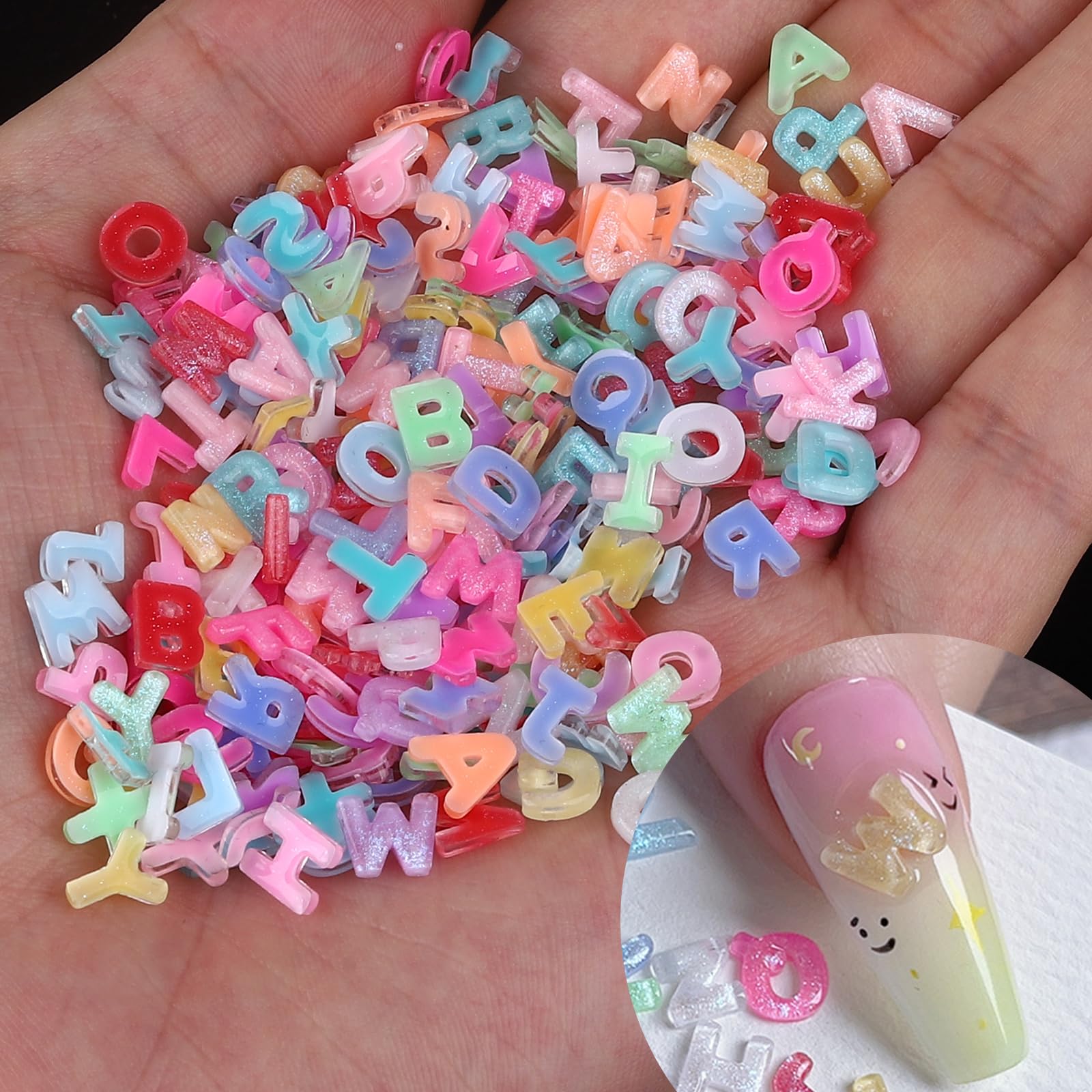 ROFIBUT letras de resina candy para uñas, ideal para decoración DIY.