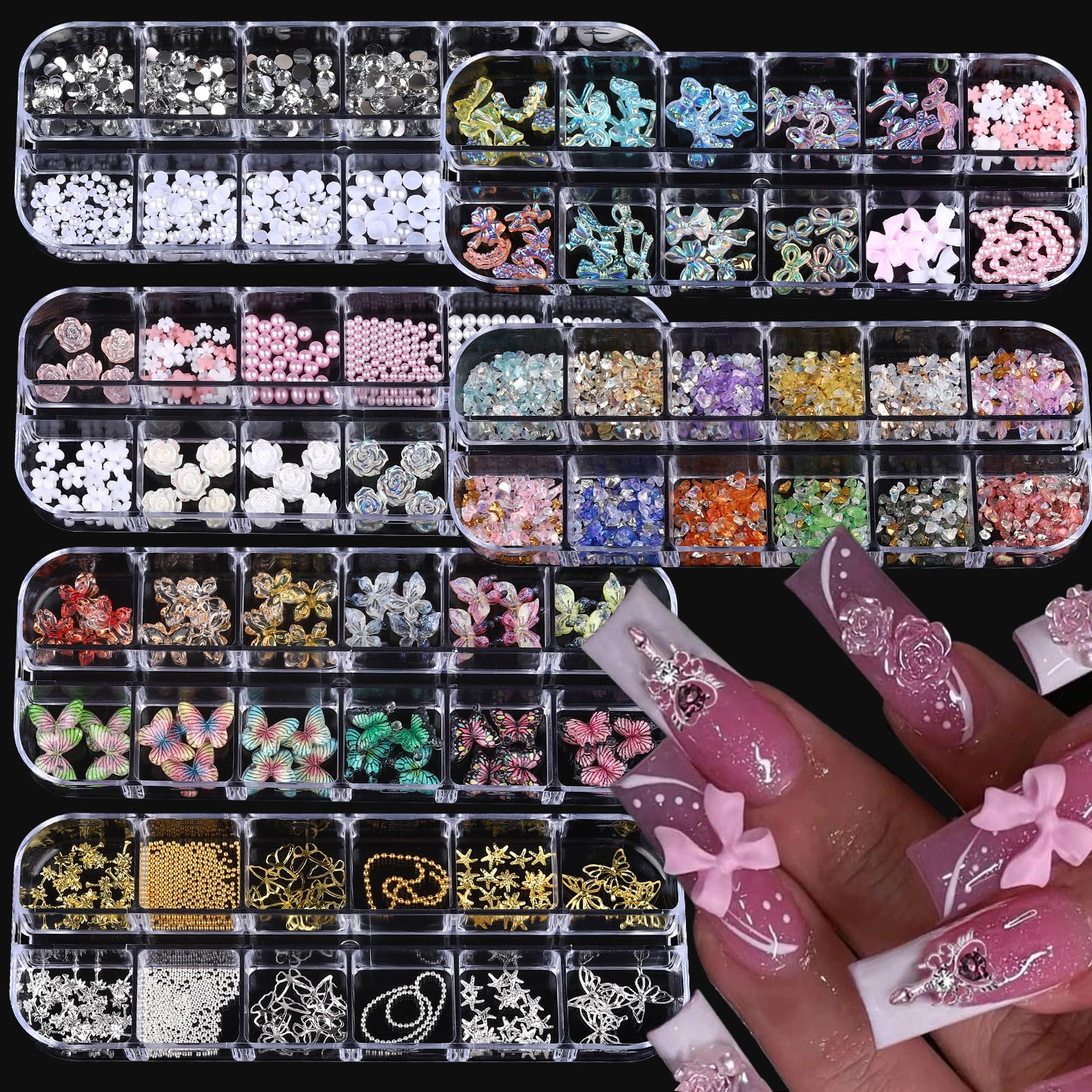 ROFIBUT dijes para uñas con formas múltiples para un diseño personalizado
