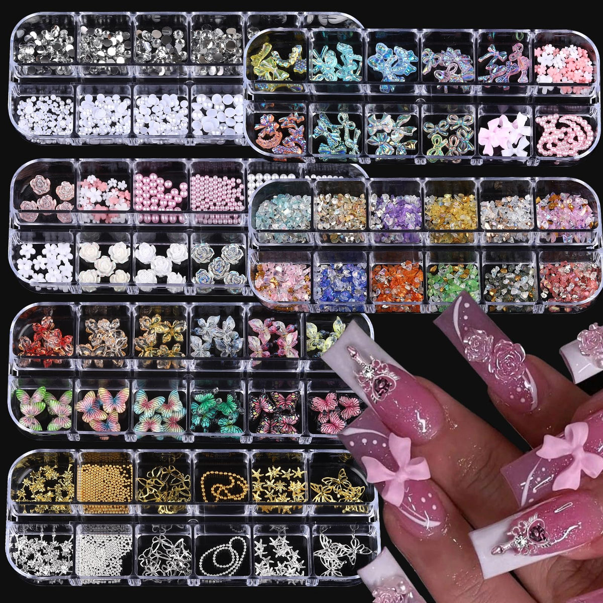 ROFIBUT dijes para uñas con formas múltiples para un diseño personalizado