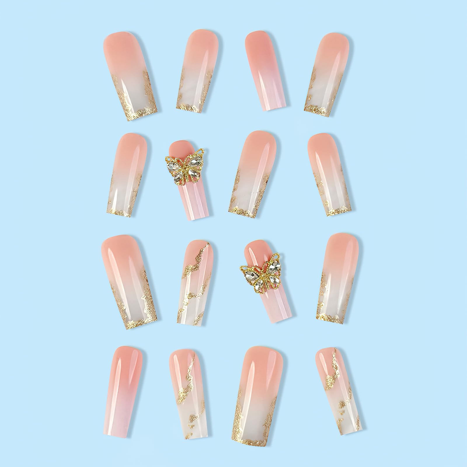ROFIBUT Uñas doradas con ombré, acabado luminoso y elegante